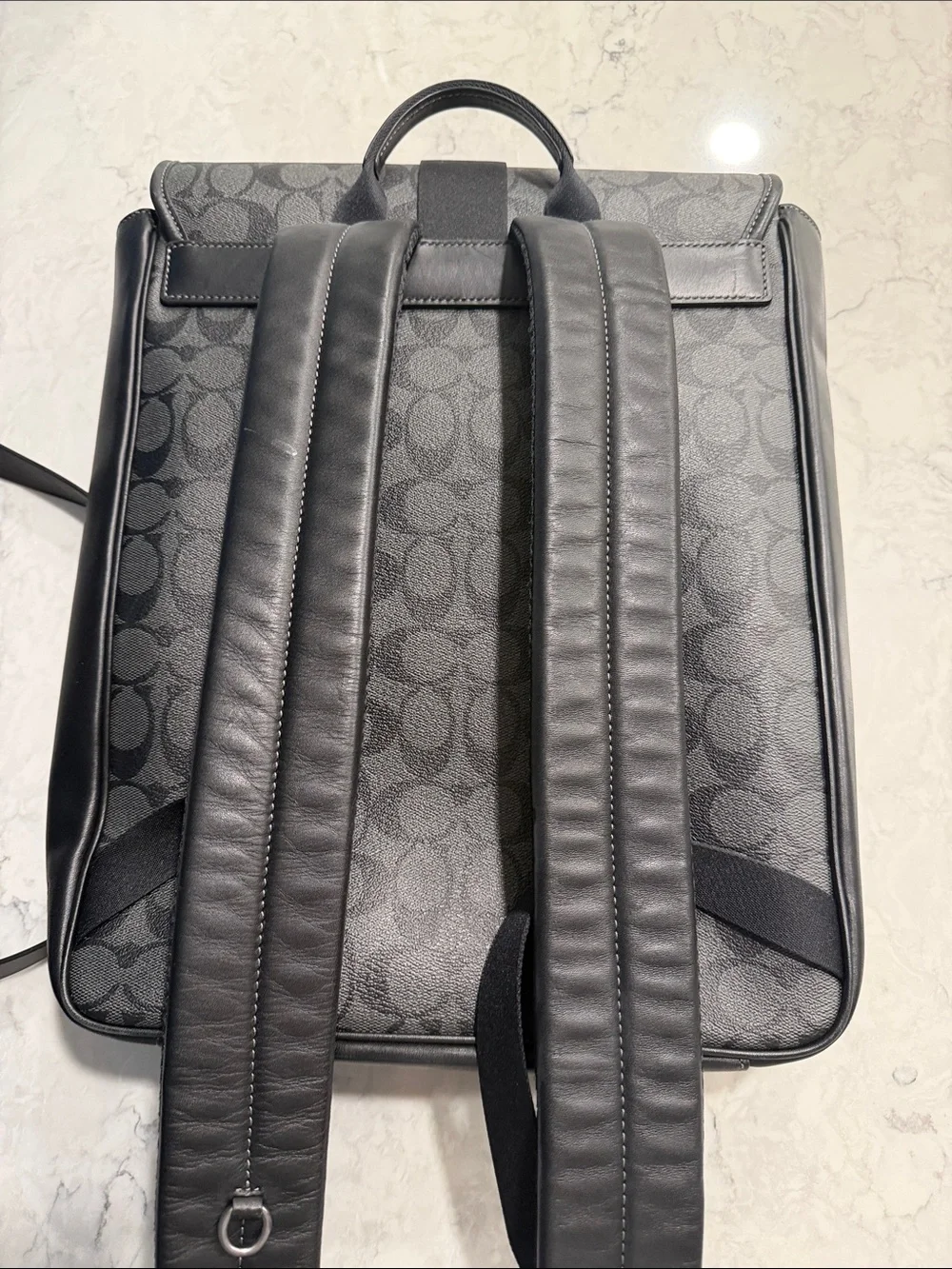 Coach Men's Black and Gray Signature Canvas Backpack